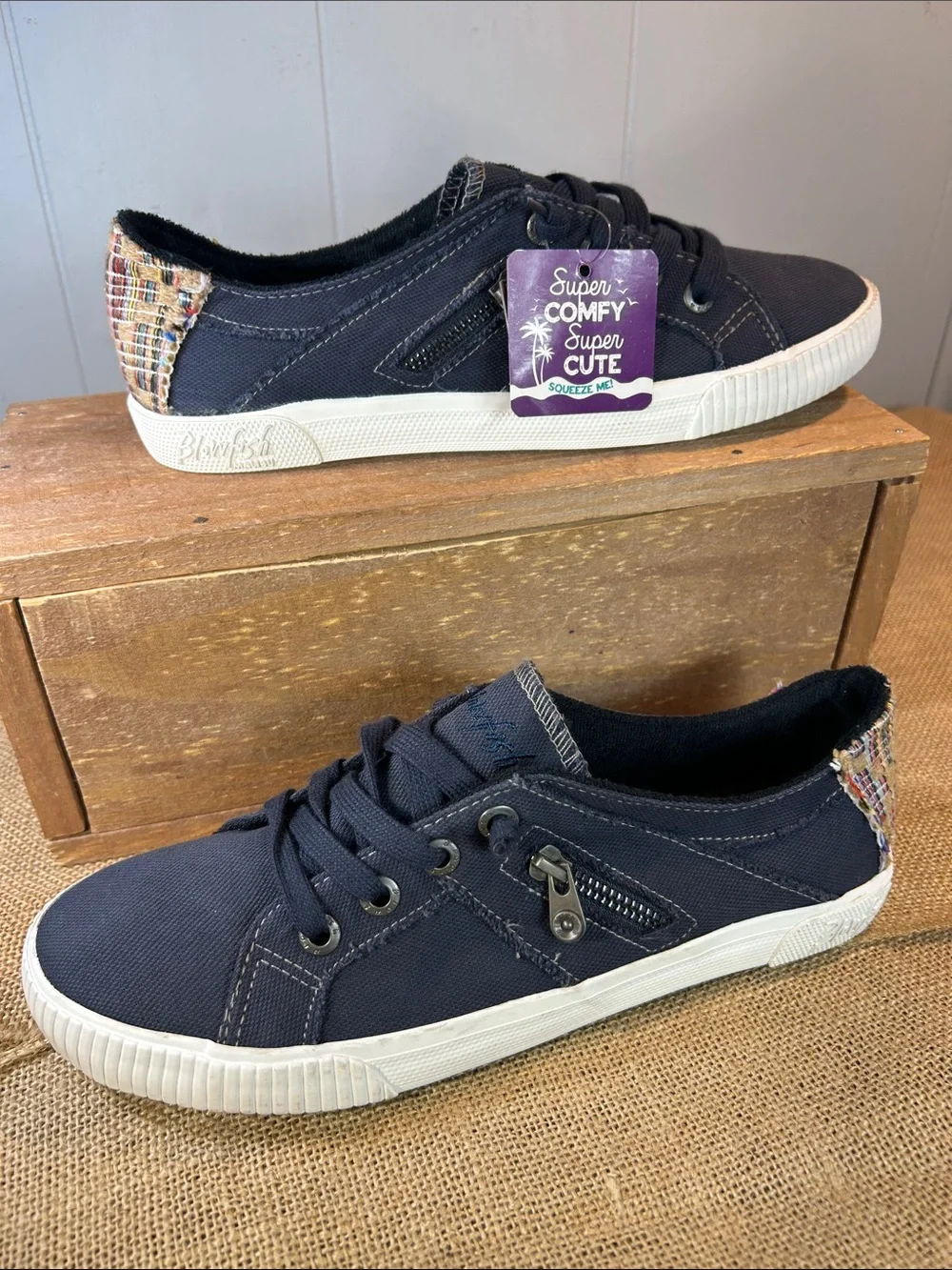 NWT Blowfish Navy Canvas Sneakers with White Soles